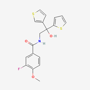 molecular formula C18H16FNO3S2 B2602886 3-fluoro-N-(2-hydroxy-2-(thiophen-2-yl)-2-(thiophen-3-yl)ethyl)-4-methoxybenzamide CAS No. 2034237-47-1