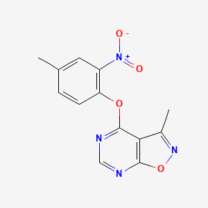 molecular formula C13H10N4O4 B2602888 3-Methyl-4-(4-methyl-2-nitrophenoxy)-[1,2]oxazolo[5,4-d]pyrimidine CAS No. 672925-27-8