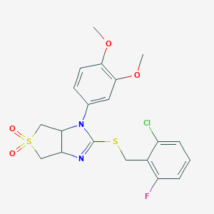 2-[(2-chloro-6-fluorobenzyl)sulfanyl]-1-(3,4-dimethoxyphenyl)-3a,4,6,6a-tetrahydro-1H-thieno[3,4-d]imidazole 5,5-dioxide