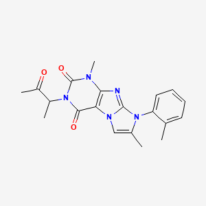 molecular formula C20H21N5O3 B2602917 4,7-Dimethyl-6-(2-methylphenyl)-2-(3-oxobutan-2-yl)purino[7,8-a]imidazole-1,3-dione CAS No. 876669-45-3