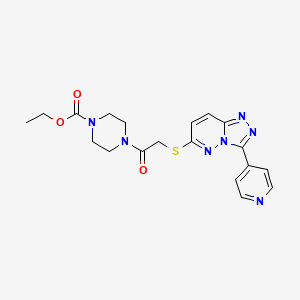 molecular formula C19H21N7O3S B2602918 Ethyl 4-(2-((3-(pyridin-4-yl)-[1,2,4]triazolo[4,3-b]pyridazin-6-yl)thio)acetyl)piperazine-1-carboxylate CAS No. 868969-53-3