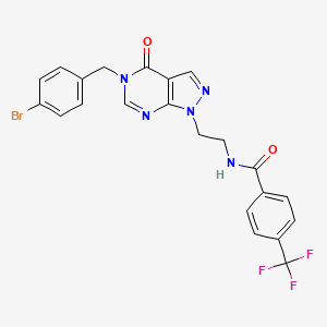 molecular formula C22H17BrF3N5O2 B2602920 N-(2-(5-(4-bromobenzyl)-4-oxo-4,5-dihydro-1H-pyrazolo[3,4-d]pyrimidin-1-yl)ethyl)-4-(trifluoromethyl)benzamide CAS No. 921888-47-3