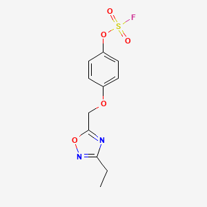 molecular formula C11H11FN2O5S B2602945 3-Ethyl-5-[(4-fluorosulfonyloxyphenoxy)methyl]-1,2,4-oxadiazole CAS No. 2411283-22-0