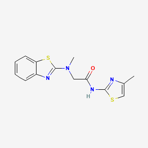 molecular formula C14H14N4OS2 B2602959 2-(苯并[d]噻唑-2-基(甲基)氨基)-N-(4-甲基噻唑-2-基)乙酰胺 CAS No. 1351644-45-5