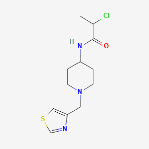 molecular formula C12H18ClN3OS B2602963 2-Chloro-N-[1-(1,3-thiazol-4-ylmethyl)piperidin-4-yl]propanamide CAS No. 2411311-06-1