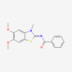 N-(5,6-dimethoxy-3-methyl-1,3-benzothiazol-2-ylidene)benzamide