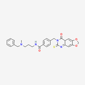 N-{3-[benzyl(methyl)amino]propyl}-4-({8-oxo-6-sulfanylidene-2H,5H,6H,7H,8H-[1,3]dioxolo[4,5-g]quinazolin-7-yl}methyl)benzamide