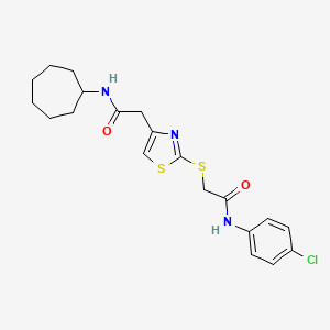 N-(4-chlorophenyl)-2-((4-(2-(cycloheptylamino)-2-oxoethyl)thiazol-2-yl)thio)acetamide