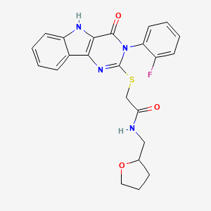 2-((3-(2-fluorophenyl)-4-oxo-4,5-dihydro-3H-pyrimido[5,4-b]indol-2-yl)thio)-N-((tetrahydrofuran-2-yl)methyl)acetamide