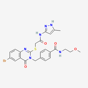 4-[[6-bromo-2-[2-[(5-methyl-1H-pyrazol-3-yl)amino]-2-oxoethyl]sulfanyl-4-oxoquinazolin-3-yl]methyl]-N-(2-methoxyethyl)benzamide