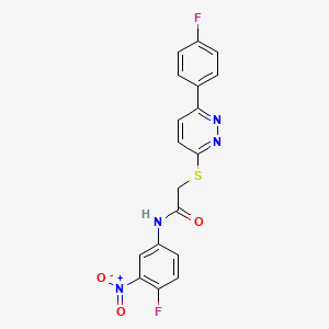 molecular formula C18H12F2N4O3S B2603014 N-(4-fluoro-3-nitrophenyl)-2-[6-(4-fluorophenyl)pyridazin-3-yl]sulfanylacetamide CAS No. 941931-11-9