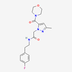 molecular formula C19H23FN4O3 B2603022 N-(4-fluorophenethyl)-2-(3-methyl-5-(morpholine-4-carbonyl)-1H-pyrazol-1-yl)acetamide CAS No. 1173085-45-4