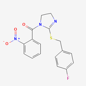(2-((4-fluorobenzyl)thio)-4,5-dihydro-1H-imidazol-1-yl)(2-nitrophenyl)methanone