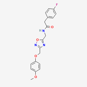 2-(4-fluorophenyl)-N-((3-((4-methoxyphenoxy)methyl)-1,2,4-oxadiazol-5-yl)methyl)acetamide