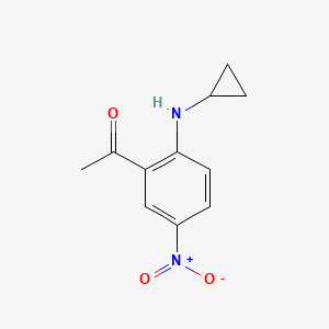 molecular formula C11H12N2O3 B2603038 1-[2-(Cyclopropylamino)-5-nitrophenyl]ethanone CAS No. 1852234-12-8