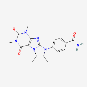 molecular formula C18H18N6O3 B2603044 4-(1,3,6,7-tetramethyl-2,4-dioxo-1,2,3,4-tetrahydro-8H-imidazo[2,1-f]purin-8-yl)benzamide CAS No. 1374680-05-3