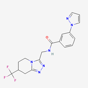 3-(1H-pyrazol-1-yl)-N-((7-(trifluoromethyl)-5,6,7,8-tetrahydro-[1,2,4]triazolo[4,3-a]pyridin-3-yl)methyl)benzamide