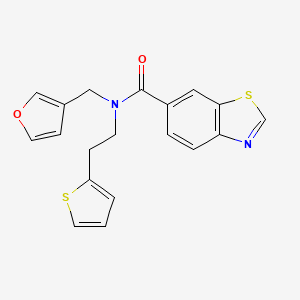 molecular formula C19H16N2O2S2 B2603049 N-(furan-3-ylmethyl)-N-(2-(thiophen-2-yl)ethyl)benzo[d]thiazole-6-carboxamide CAS No. 1797077-11-2