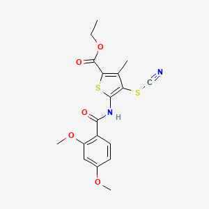 molecular formula C18H18N2O5S2 B2603057 Ethyl 5-(2,4-dimethoxybenzamido)-3-methyl-4-thiocyanatothiophene-2-carboxylate CAS No. 681157-65-3