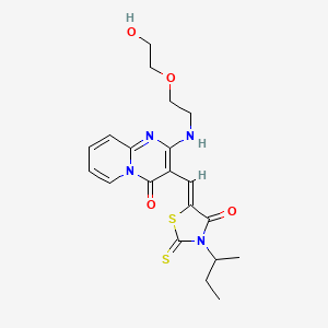 molecular formula C20H24N4O4S2 B2603063 (Z)-3-(sec-butyl)-5-((2-((2-(2-hydroxyethoxy)ethyl)amino)-4-oxo-4H-pyrido[1,2-a]pyrimidin-3-yl)methylene)-2-thioxothiazolidin-4-one CAS No. 496796-09-9