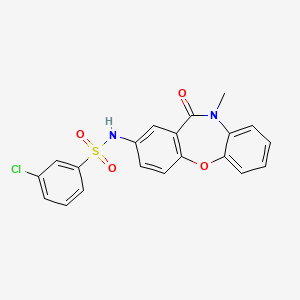 molecular formula C20H15ClN2O4S B2603065 3-chloro-N-(10-methyl-11-oxo-10,11-dihydrodibenzo[b,f][1,4]oxazepin-2-yl)benzenesulfonamide CAS No. 922136-04-7