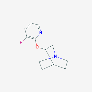 molecular formula C12H15FN2O B2603066 3-[(3-Fluoropyridin-2-yl)oxy]-1-azabicyclo[2.2.2]octane CAS No. 2198912-48-8