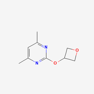 molecular formula C9H12N2O2 B2603072 4,6-Dimethyl-2-(oxetan-3-yloxy)pyrimidine CAS No. 2198368-95-3
