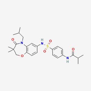 molecular formula C25H33N3O5S B2603075 N-(4-(N-(5-isobutyl-3,3-dimethyl-4-oxo-2,3,4,5-tetrahydrobenzo[b][1,4]oxazepin-7-yl)sulfamoyl)phenyl)isobutyramide CAS No. 922004-20-4