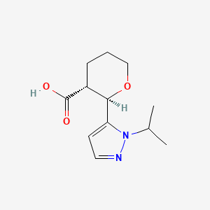 molecular formula C12H18N2O3 B2603078 (2R,3R)-2-[1-(propan-2-yl)-1H-pyrazol-5-yl]oxane-3-carboxylic acid CAS No. 1808751-37-2