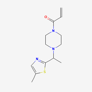 molecular formula C13H19N3OS B2603082 1-{4-[1-(5-Methyl-1,3-thiazol-2-yl)ethyl]piperazin-1-yl}prop-2-en-1-one CAS No. 2094857-19-7