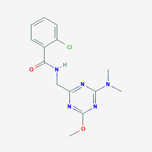 molecular formula C14H16ClN5O2 B2603086 2-氯-N-((4-(二甲氨基)-6-甲氧基-1,3,5-三嗪-2-基)甲基)苯甲酰胺 CAS No. 2034466-22-1