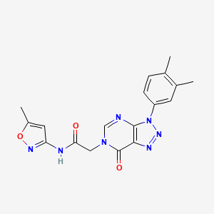 molecular formula C18H17N7O3 B2603087 2-[3-(3,4-dimethylphenyl)-7-oxo-3H,6H,7H-[1,2,3]triazolo[4,5-d]pyrimidin-6-yl]-N-(5-methyl-1,2-oxazol-3-yl)acetamide CAS No. 888422-03-5