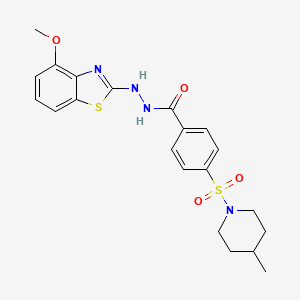 molecular formula C21H24N4O4S2 B2603090 N'-(4-methoxybenzo[d]thiazol-2-yl)-4-((4-methylpiperidin-1-yl)sulfonyl)benzohydrazide CAS No. 851978-42-2