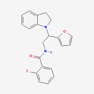 molecular formula C21H19FN2O2 B2603091 2-fluoro-N-(2-(furan-2-yl)-2-(indolin-1-yl)ethyl)benzamide CAS No. 898432-53-6