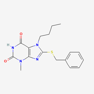 molecular formula C17H20N4O2S B2603098 8-Benzylsulfanyl-7-butyl-3-methylpurine-2,6-dione CAS No. 303968-90-3