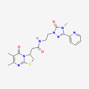 2-(6,7-dimethyl-5-oxo-3,5-dihydro-2H-thiazolo[3,2-a]pyrimidin-3-yl)-N-(2-(4-methyl-5-oxo-3-(pyridin-2-yl)-4,5-dihydro-1H-1,2,4-triazol-1-yl)ethyl)acetamide