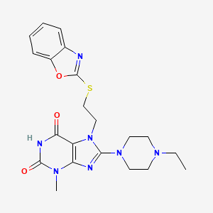 molecular formula C21H25N7O3S B2603113 7-(2-(benzo[d]oxazol-2-ylthio)ethyl)-8-(4-ethylpiperazin-1-yl)-3-methyl-1H-purine-2,6(3H,7H)-dione CAS No. 850914-32-8