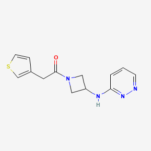 molecular formula C13H14N4OS B2603124 1-{3-[(Pyridazin-3-yl)amino]azetidin-1-yl}-2-(thiophen-3-yl)ethan-1-one CAS No. 2097862-67-2