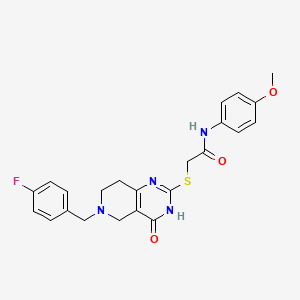molecular formula C23H23FN4O3S B2603126 2-{[6-(4-fluorobenzyl)-4-oxo-3,4,5,6,7,8-hexahydropyrido[4,3-d]pyrimidin-2-yl]sulfanyl}-N-(4-methoxyphenyl)acetamide CAS No. 866864-25-7