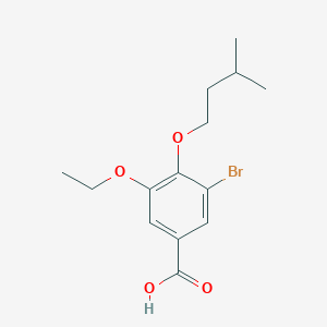 molecular formula C14H19BrO4 B2603132 3-bromo-5-ethoxy-4-(3-methylbutoxy)benzoic Acid CAS No. 731827-15-9