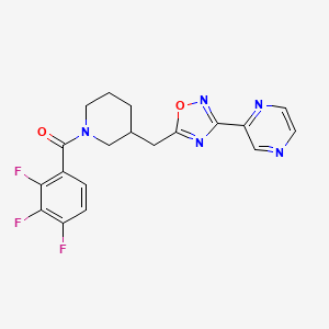 molecular formula C19H16F3N5O2 B2603136 (3-((3-(吡嗪-2-基)-1,2,4-恶二唑-5-基)甲基)哌啶-1-基)(2,3,4-三氟苯基)甲苯酮 CAS No. 1706106-00-4