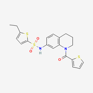 molecular formula C20H20N2O3S3 B2603138 5-乙基-N-(1-(噻吩-2-羰基)-1,2,3,4-四氢喹啉-7-基)噻吩-2-磺酰胺 CAS No. 946220-66-2