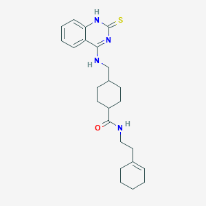 molecular formula C24H32N4OS B2603141 N-(2-cyclohex-1-en-1-ylethyl)-4-{[(2-thioxo-1,2-dihydroquinazolin-4-yl)amino]methyl}cyclohexanecarboxamide CAS No. 689265-98-3