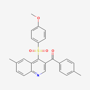 molecular formula C25H21NO4S B2603144 (4-((4-Methoxyphenyl)sulfonyl)-6-methylquinolin-3-yl)(p-tolyl)methanone CAS No. 902953-74-6