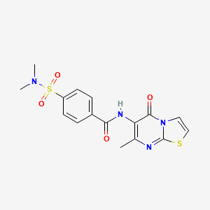 molecular formula C16H16N4O4S2 B2603150 4-(N,N-二甲基磺酰胺)-N-(7-甲基-5-氧代-5H-噻唑并[3,2-a]嘧啶-6-基)苯甲酰胺 CAS No. 946222-67-9