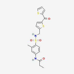 N-(3-methyl-4-(N-((5-(thiophene-2-carbonyl)thiophen-2-yl)methyl)sulfamoyl)phenyl)propionamide