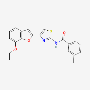 molecular formula C21H18N2O3S B2603170 N-(4-(7-ethoxybenzofuran-2-yl)thiazol-2-yl)-3-methylbenzamide CAS No. 921526-16-1