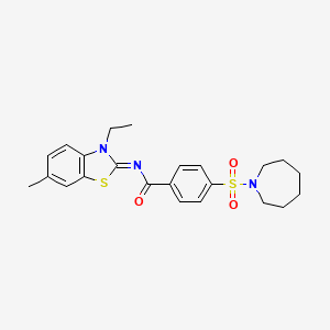 molecular formula C23H27N3O3S2 B2603172 (E)-4-(azepan-1-ylsulfonyl)-N-(3-ethyl-6-methylbenzo[d]thiazol-2(3H)-ylidene)benzamide CAS No. 850909-04-5