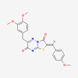 molecular formula C22H19N3O5S B2603177 (Z)-6-(3,4-dimethoxybenzyl)-2-(4-methoxybenzylidene)-2H-thiazolo[3,2-b][1,2,4]triazine-3,7-dione CAS No. 638133-64-9