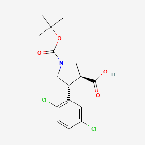 molecular formula C16H19Cl2NO4 B2603180 (3S,4R)-4-(2,5-dichlorophenyl)-1-[(2-methylpropan-2-yl)oxycarbonyl]pyrrolidine-3-carboxylic acid CAS No. 959577-44-7
